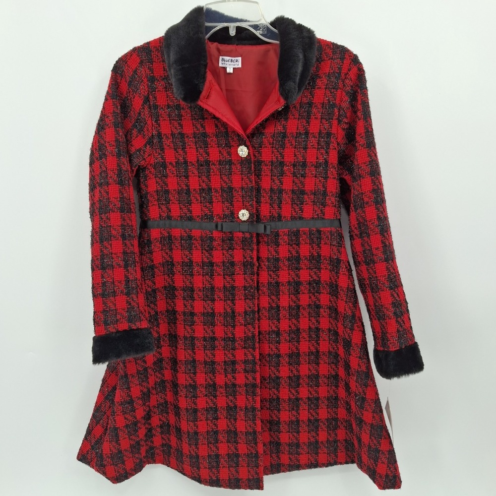 Blueberi coat Youth 16 Holiday Black & Red Christmas Jacket/coat Formal